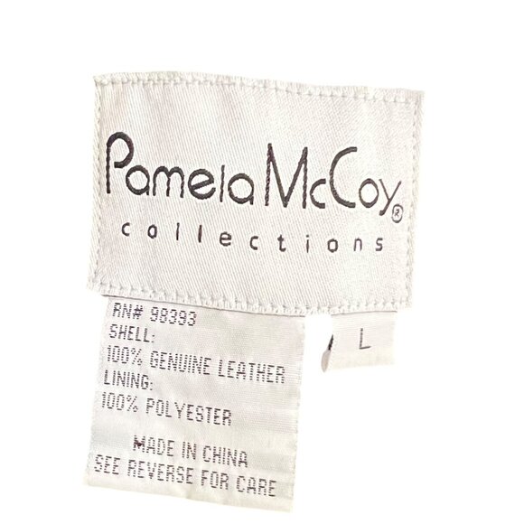 Pamela McCoy Womens Large Genuine Leather Jacket With Floral Cutout Design - Picture 5 of 8